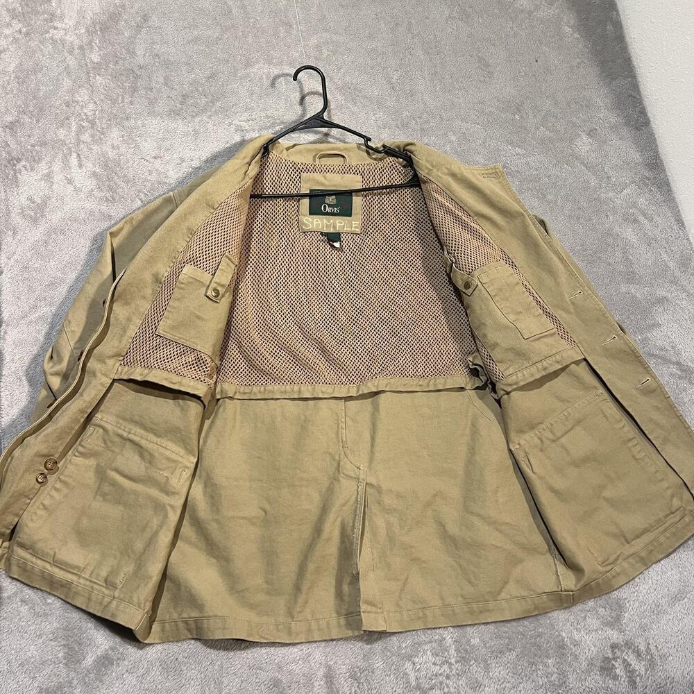 Vintage Orvis Jacket Mens Large Tan Cotton Canvas Field Coat Hong Kong 90s - Picture 7 of 11